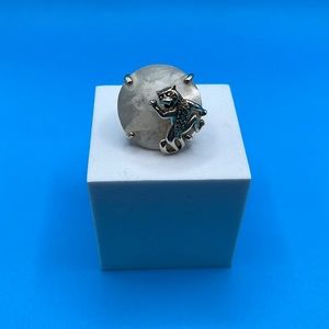 Silver 925 vintage ring with jeweled panther